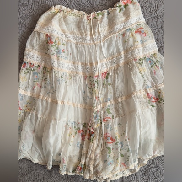 Vintage Johnny Was Floral Cream Skirt Sz M🎀 - Picture 2 of 11